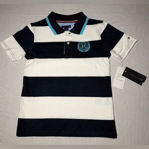 Tommy Hilfiger Kids Polo Shirt - Navy and White Stripes